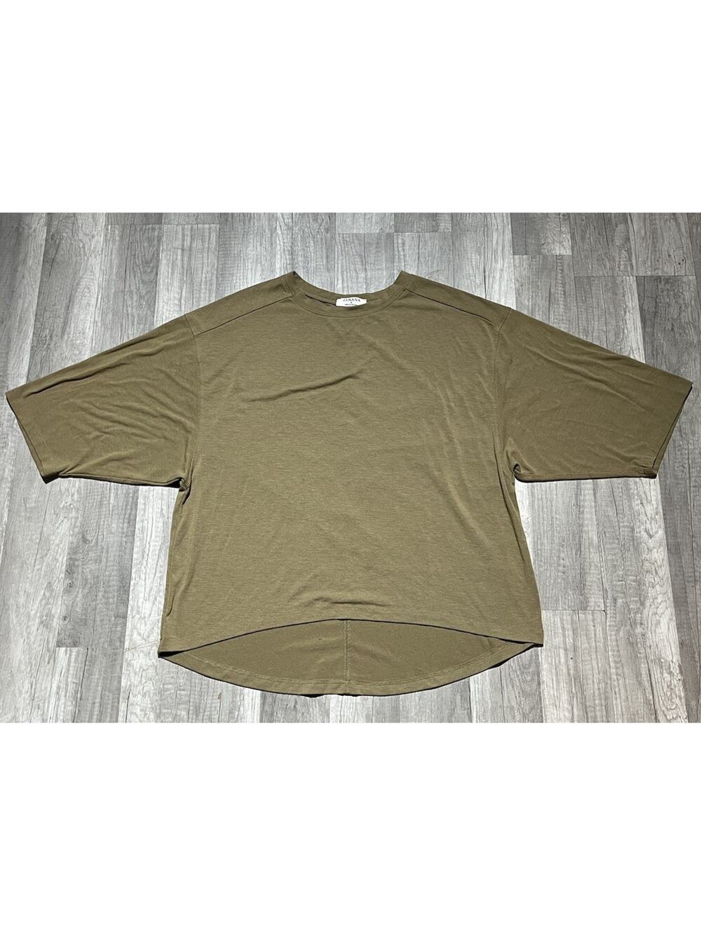 Zenana Oversized Short Sleeve Womens Sz Large Olive Green 24/7 Wear